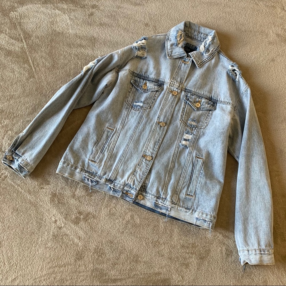 Forever 21 Distressed Denim Jean Jacket